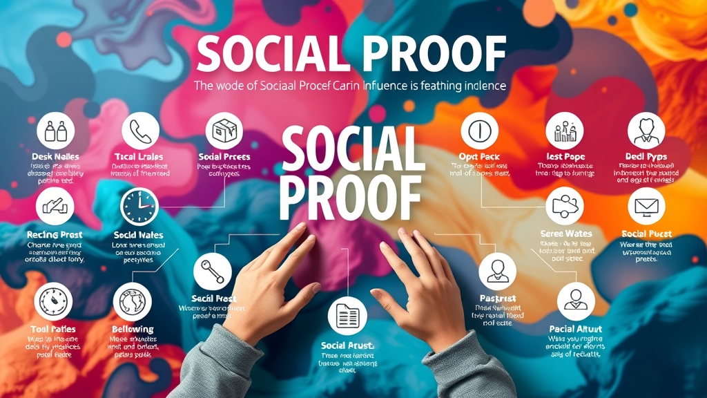 Infographic illustrating types of social proof and their influence in digital and physical worlds