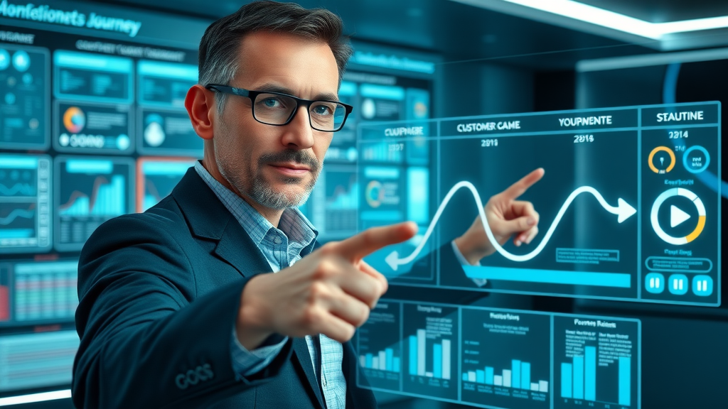 business analyst mapping digital customer journey with campaign management software